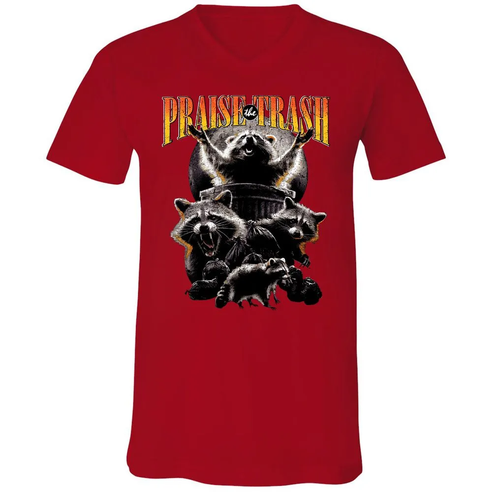 Unisex V-Neck T-Shirt - 14KXGNQQ - Red - 3