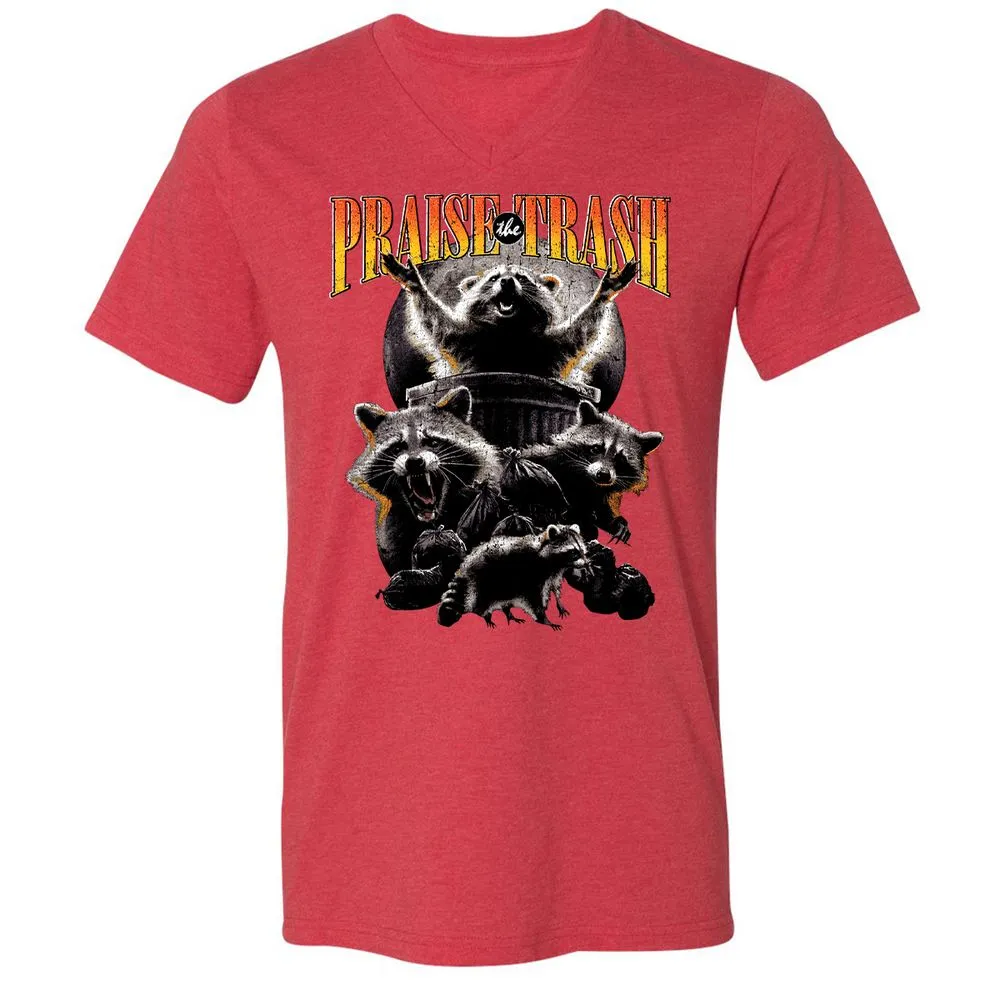 Unisex V-Neck T-Shirt - 14KXGNQQ - Heather Red - 16