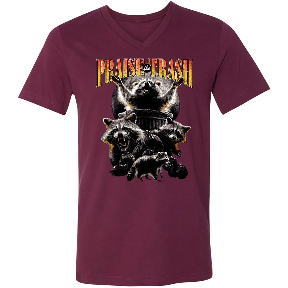 Unisex V-Neck T-Shirt - 14KXGNQQ - Maroon - 6