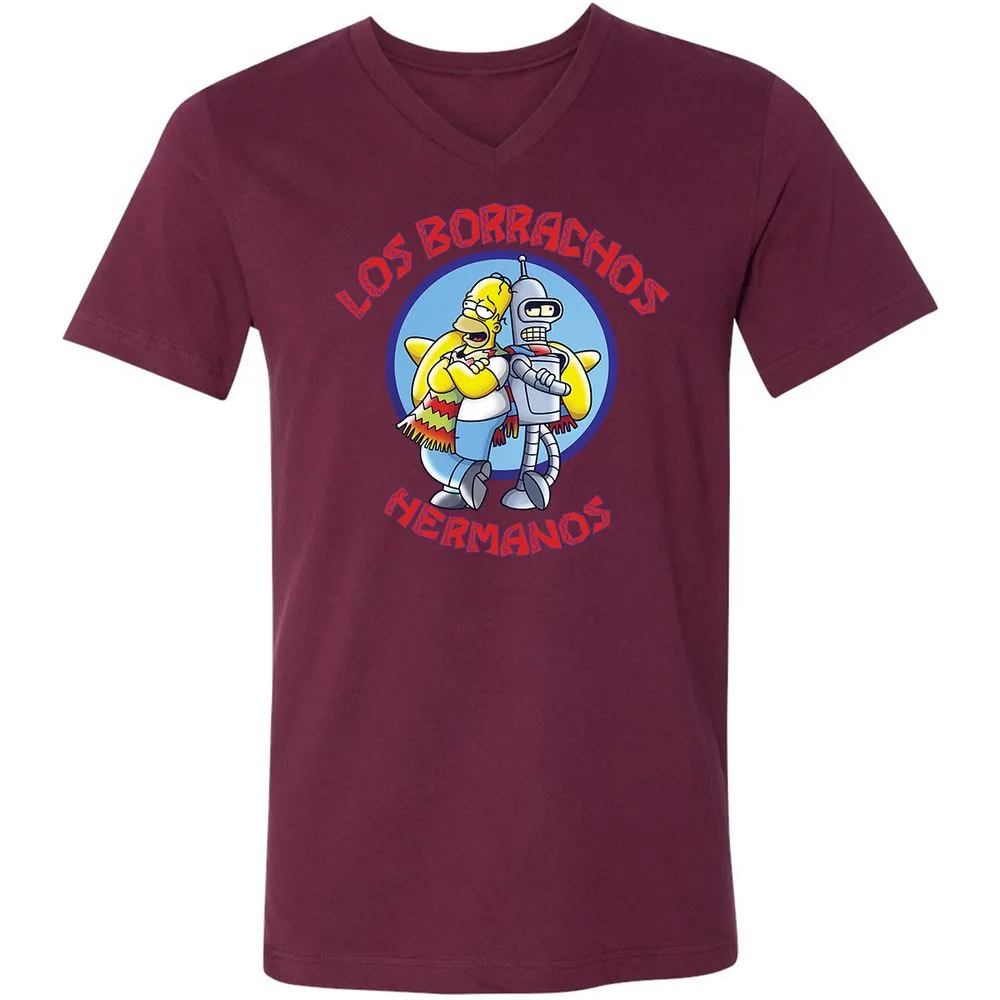 Unisex V-Neck T-Shirt - 3T54S7RJ - Maroon - 6