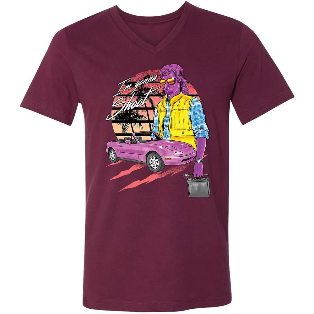 Unisex V-Neck T-Shirt - RS6WQBZ5 - Maroon - 6