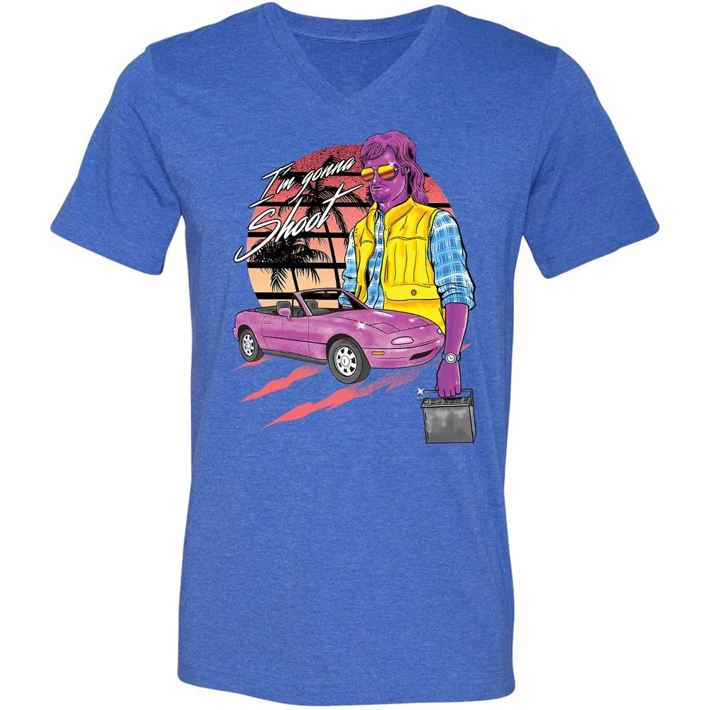 Unisex V-Neck T-Shirt - RS6WQBZ5 - Heather True Royal - 14