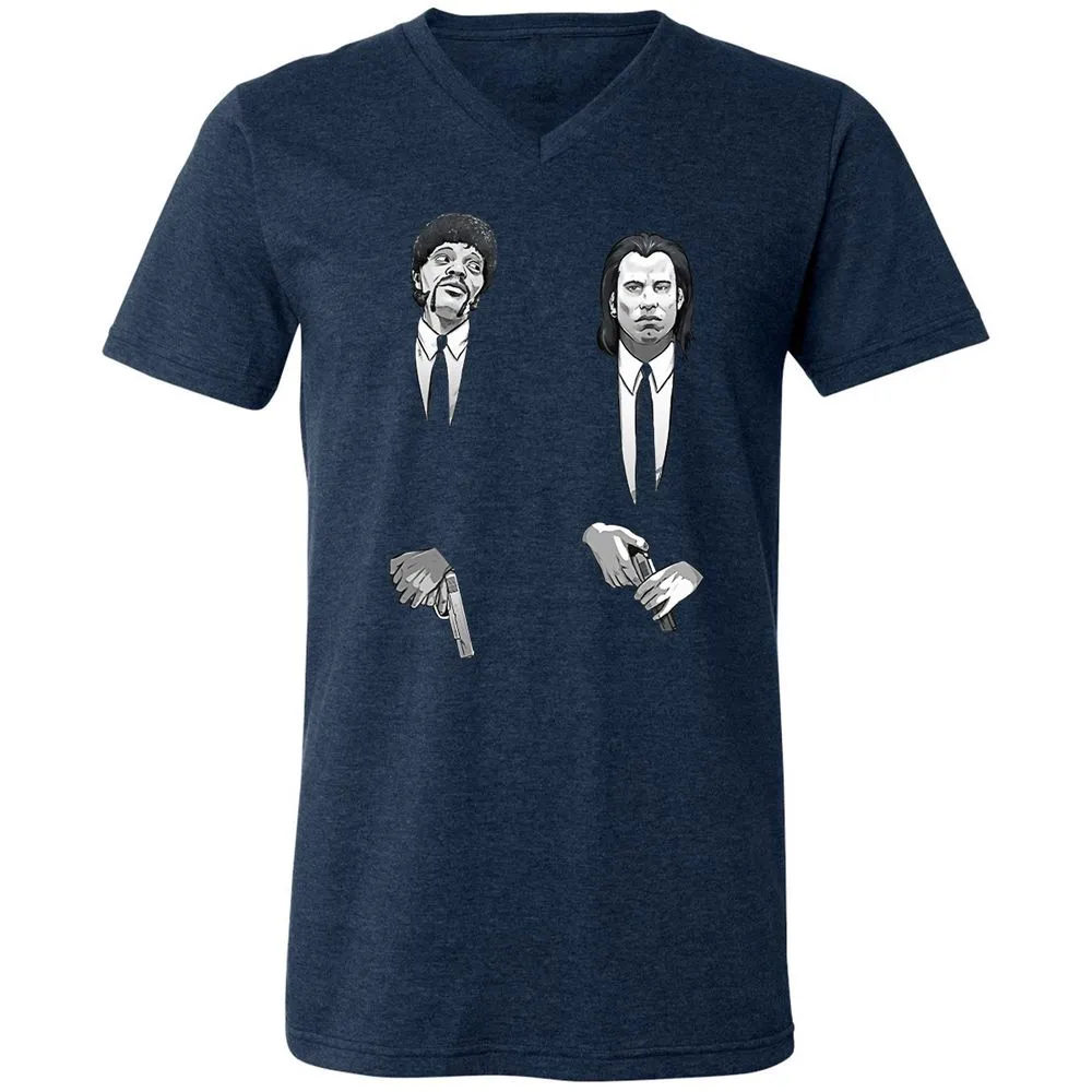 Unisex V-Neck T-Shirt - NHY2K4FV - Heather Navy - 15