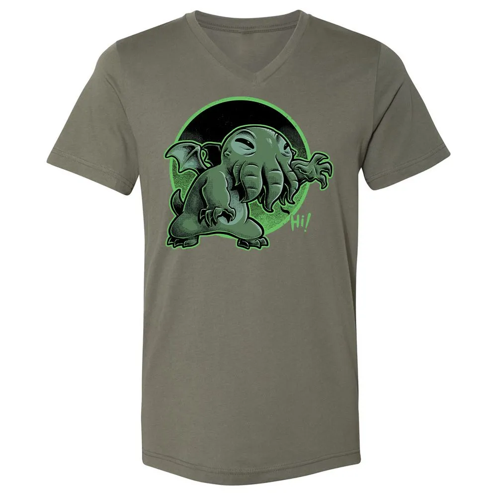 Unisex V-Neck T-Shirt - H9DCGJQM - Military Green - 10