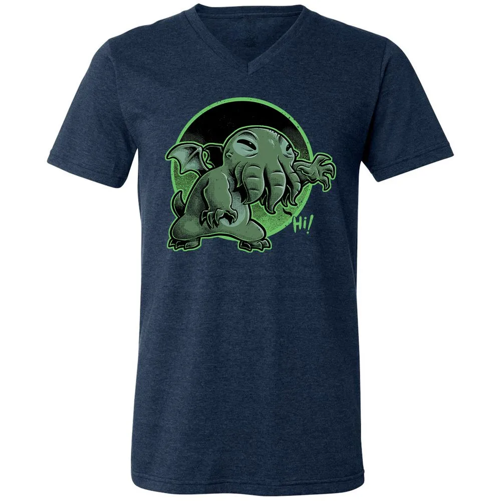 Unisex V-Neck T-Shirt - H9DCGJQM - Heather Navy - 15