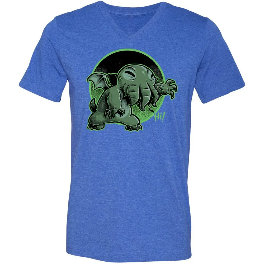 Unisex V-Neck T-Shirt - H9DCGJQM - Heather True Royal - 14