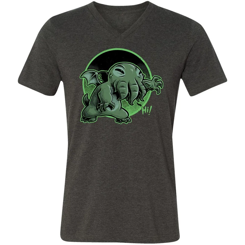 Unisex V-Neck T-Shirt - H9DCGJQM - Dark Grey Heather - 8