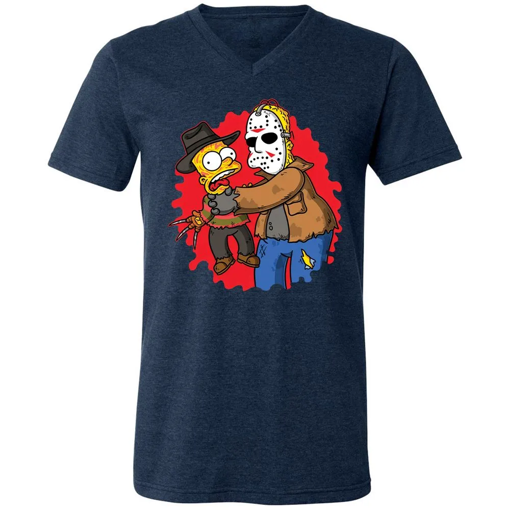 Unisex V-Neck T-Shirt - HCZ94N56 - Heather Navy - 15