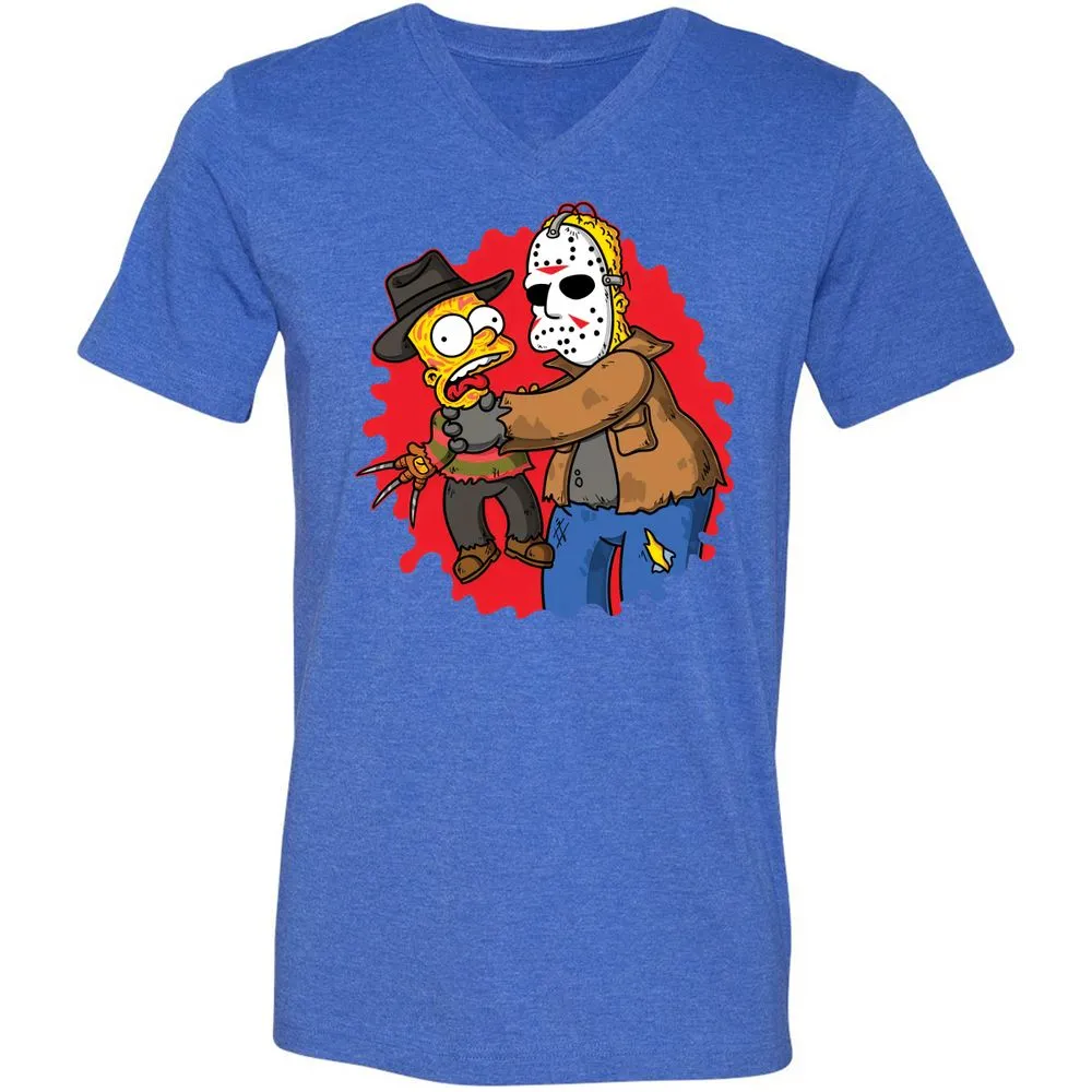 Unisex V-Neck T-Shirt - HCZ94N56 - Heather True Royal - 14