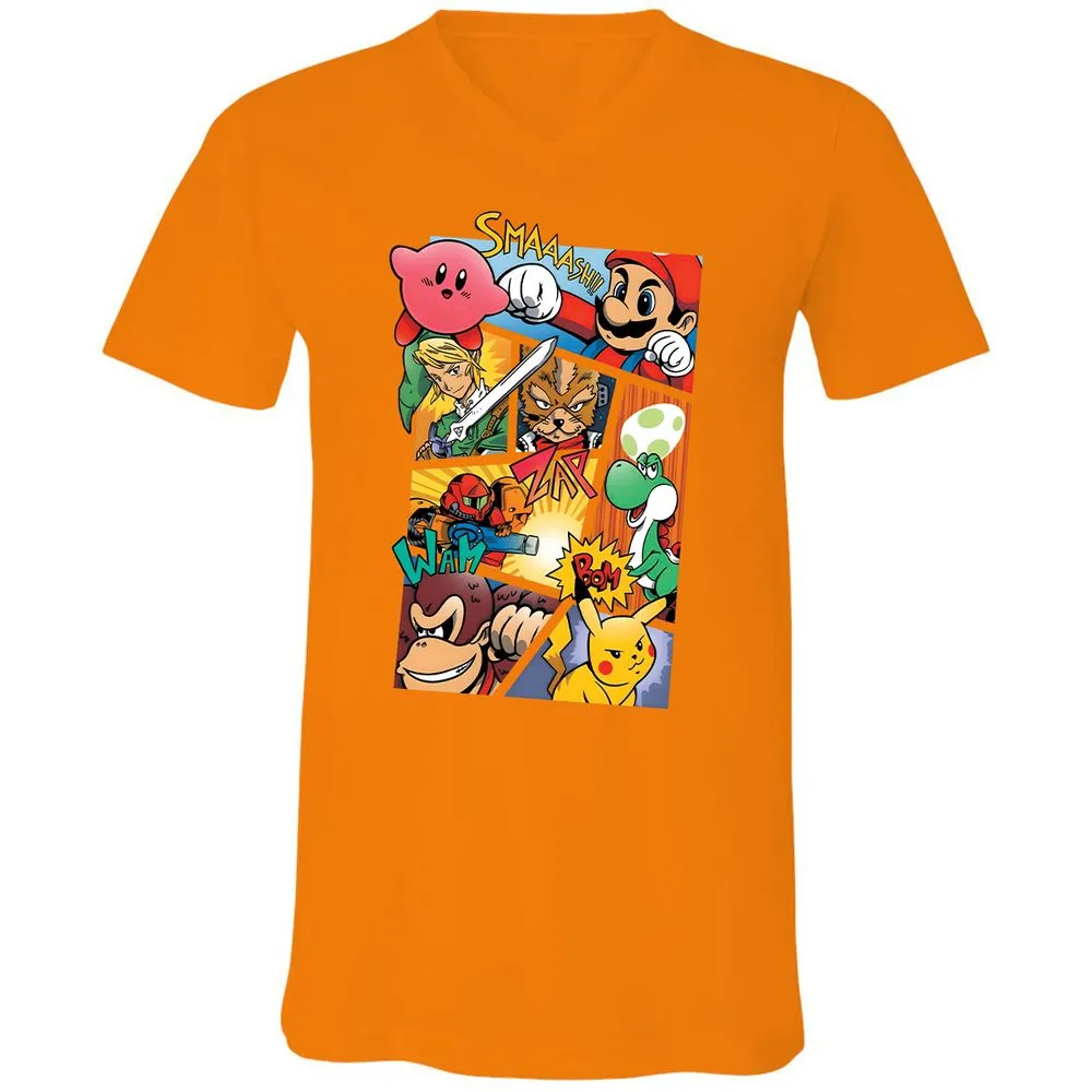 Unisex V-Neck T-Shirt - 29HE1BTW - Orange - 11