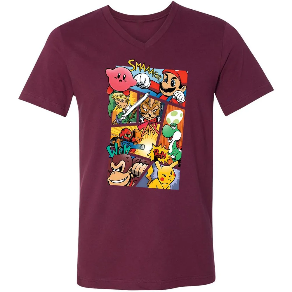 Unisex V-Neck T-Shirt - 29HE1BTW - Maroon - 6