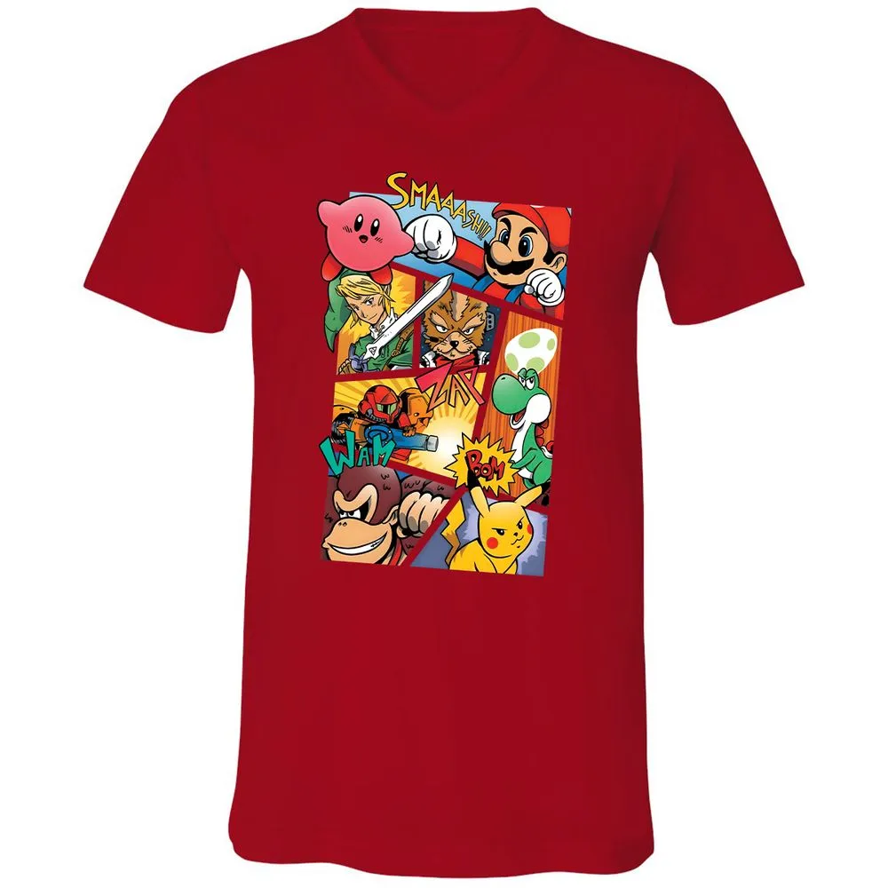 Unisex V-Neck T-Shirt - 29HE1BTW - Red - 3