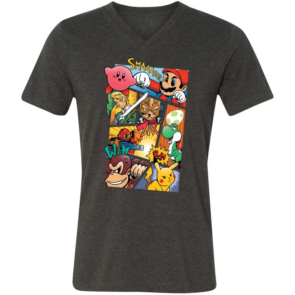 Unisex V-Neck T-Shirt - 29HE1BTW - Dark Grey Heather - 8