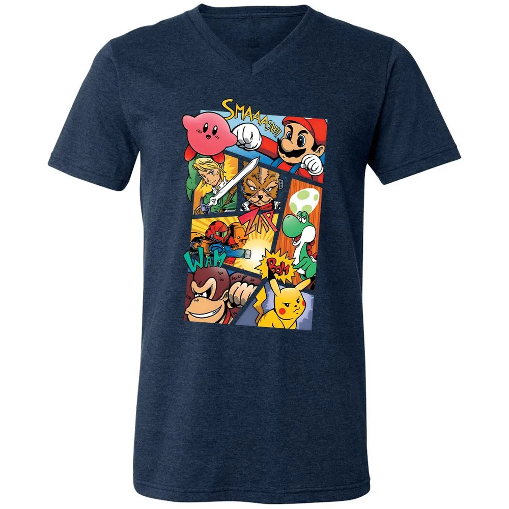Unisex V-Neck T-Shirt - 29HE1BTW - Heather Navy - 15