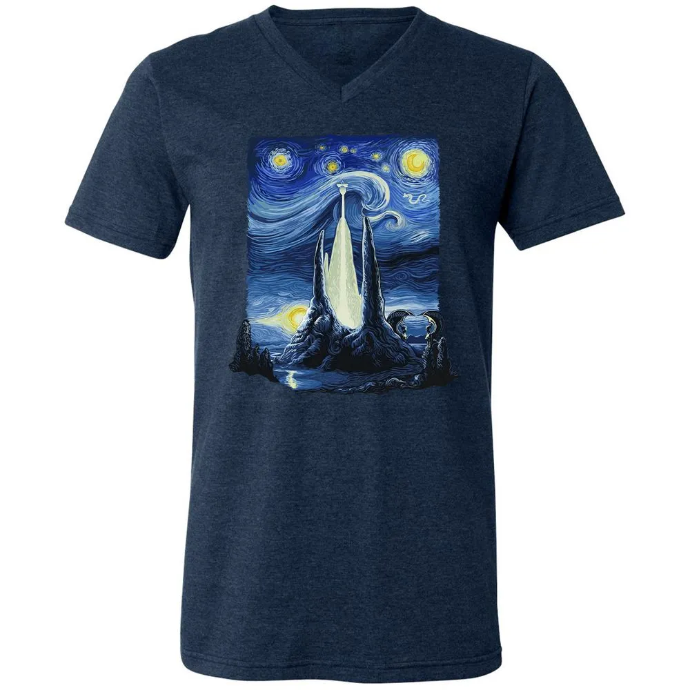 Unisex V-Neck T-Shirt - 5C6JR9D2 - Heather Navy - 15