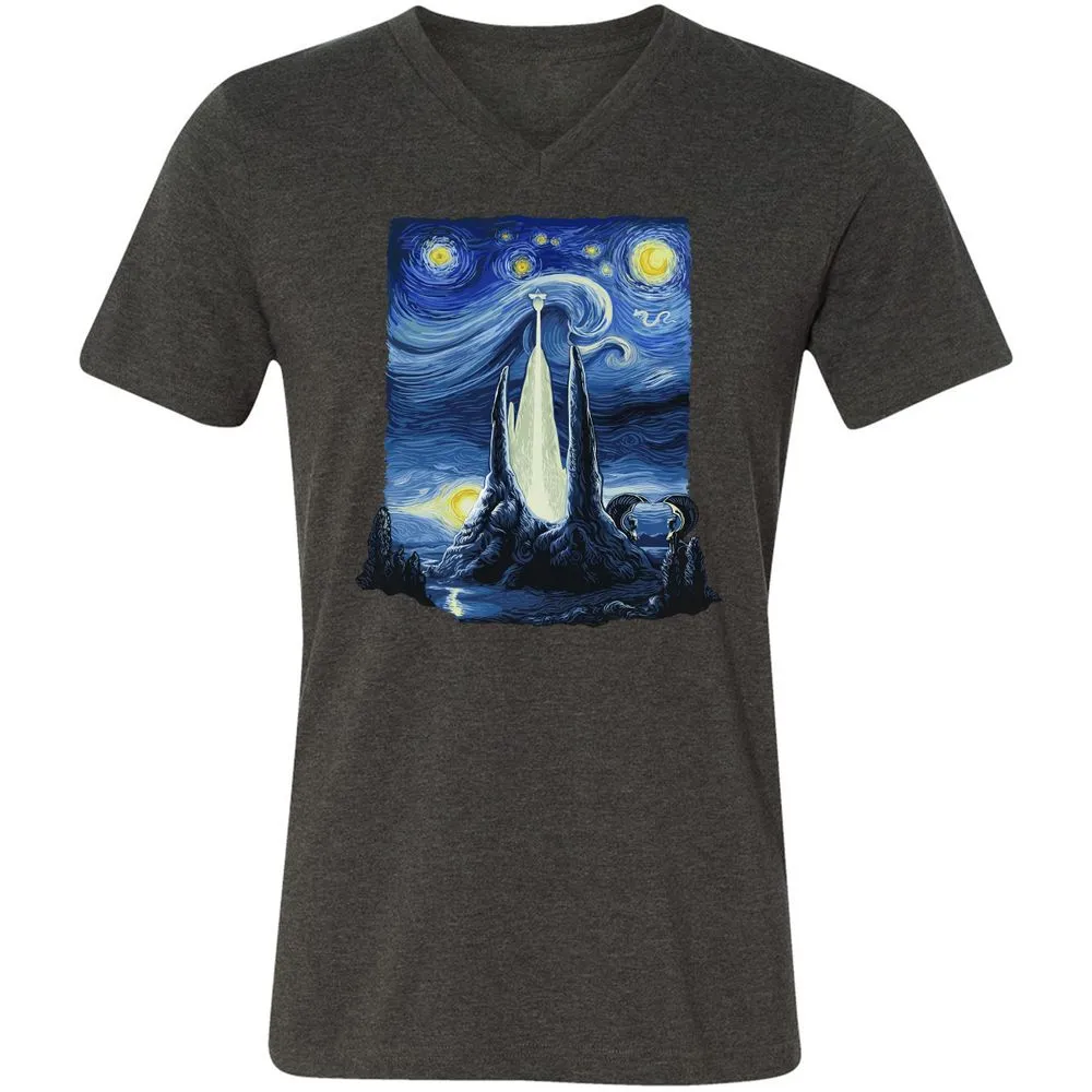 Unisex V-Neck T-Shirt - 5C6JR9D2 - Dark Grey Heather - 8