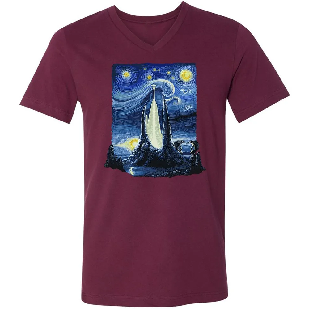 Unisex V-Neck T-Shirt - 5C6JR9D2 - Maroon - 6