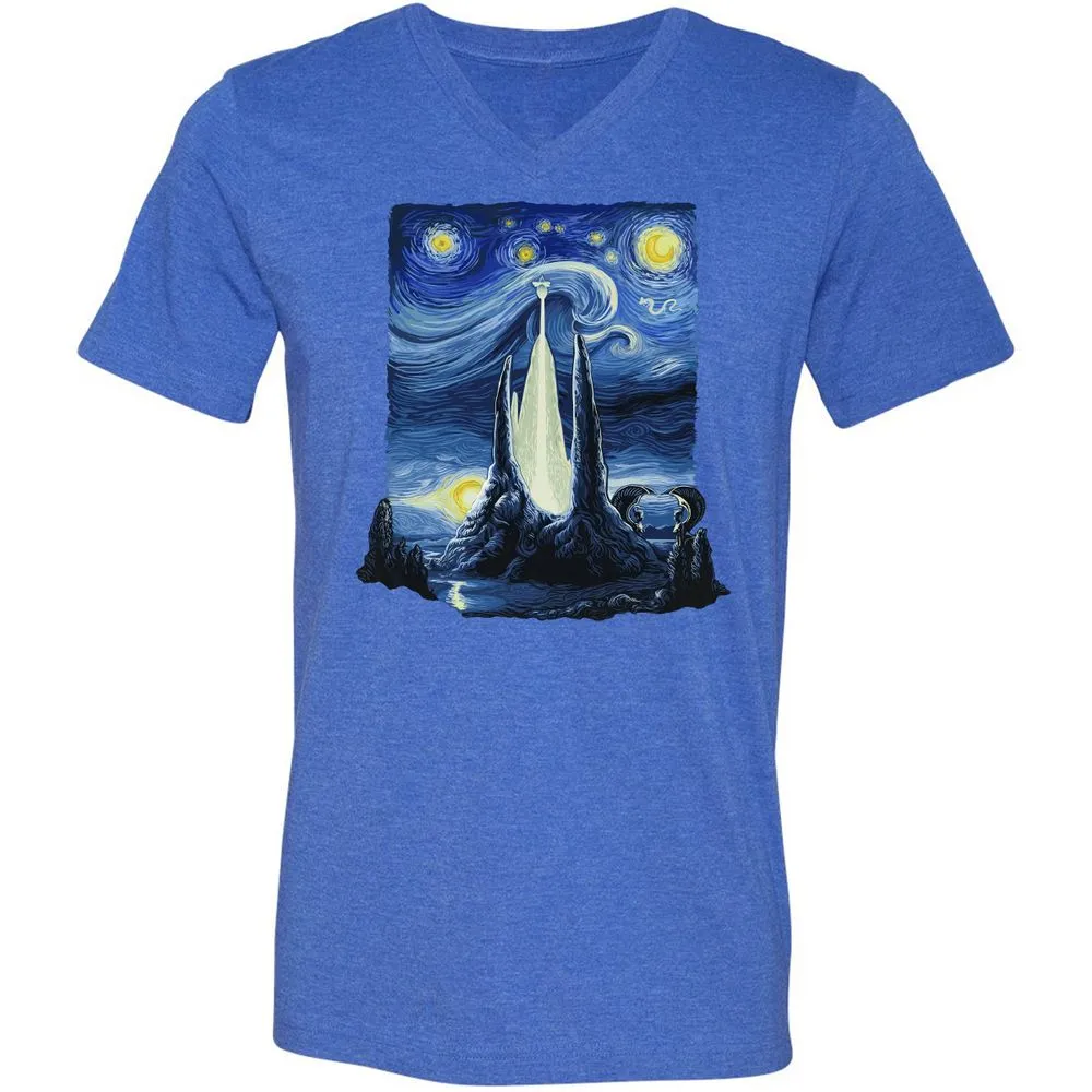 Unisex V-Neck T-Shirt - 5C6JR9D2 - Heather True Royal - 14