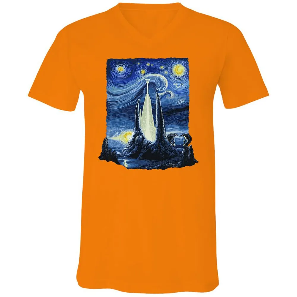 Unisex V-Neck T-Shirt - 5C6JR9D2 - Orange - 11
