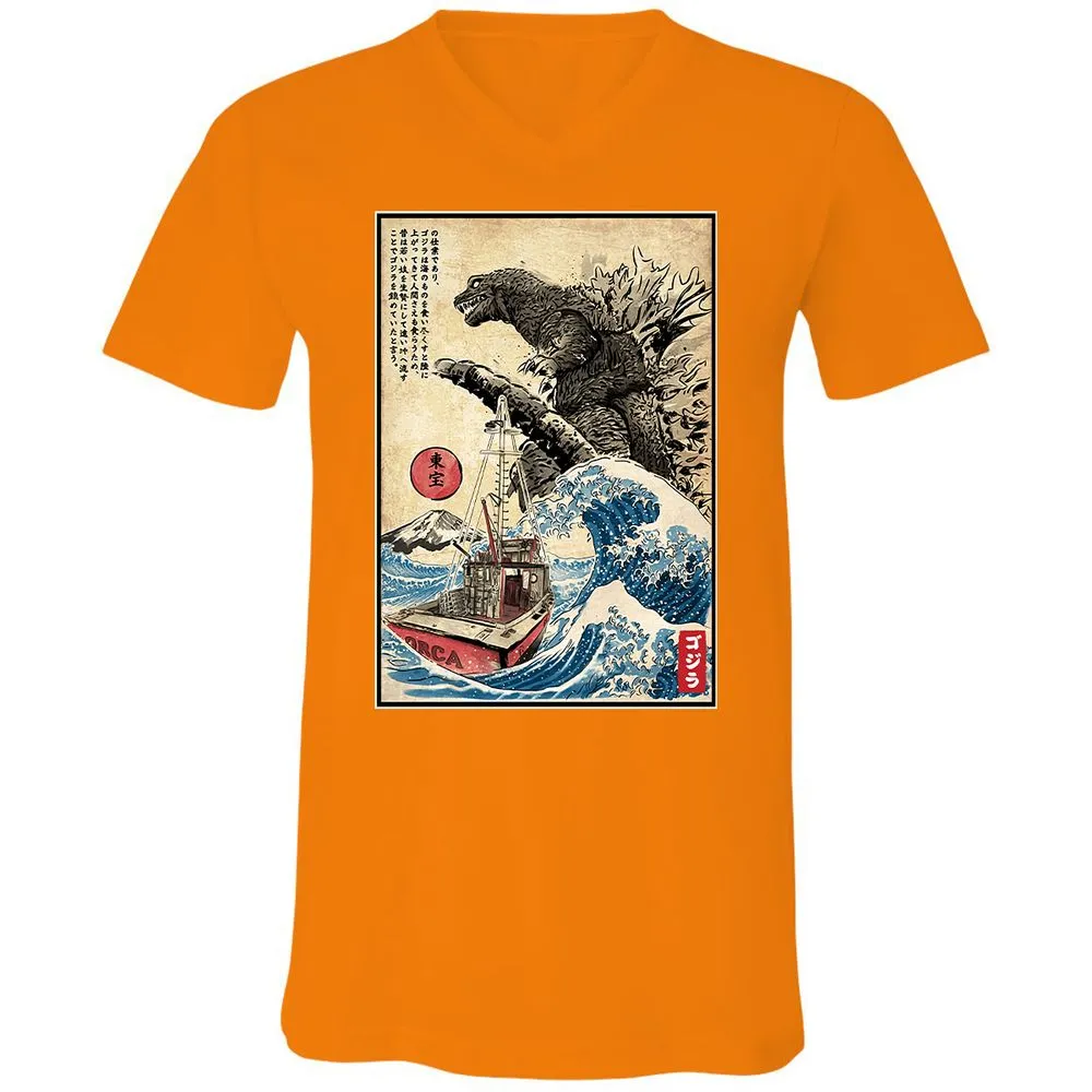 Unisex V-Neck T-Shirt - CB84T88J - Orange - 11