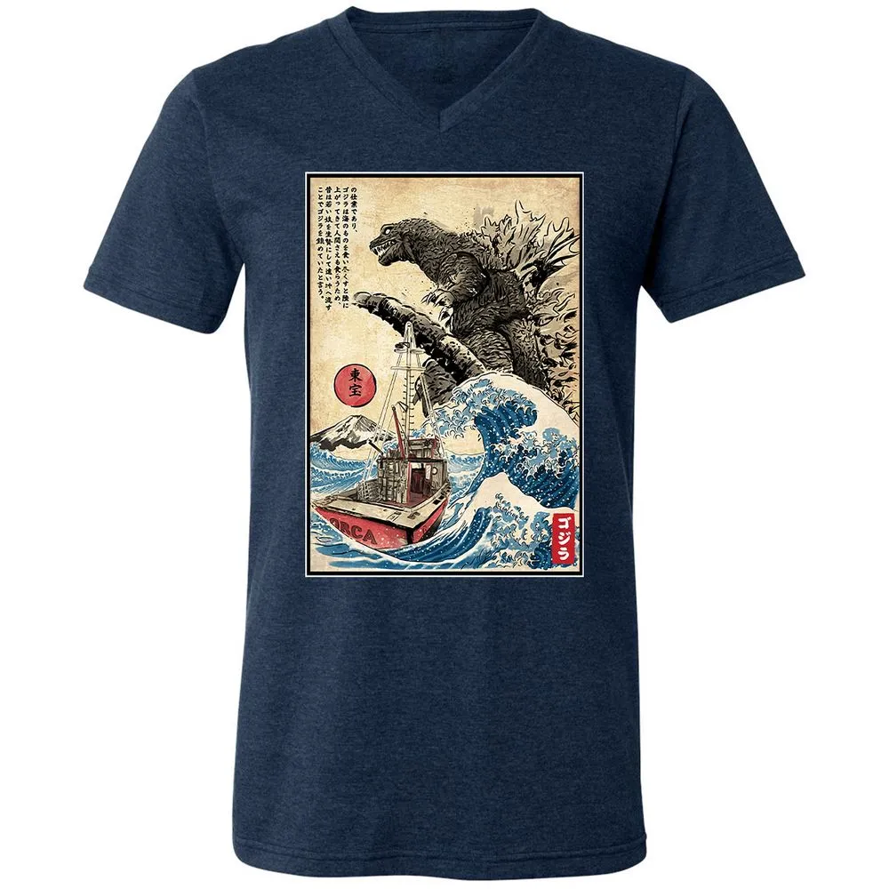 Unisex V-Neck T-Shirt - CB84T88J - Heather Navy - 15