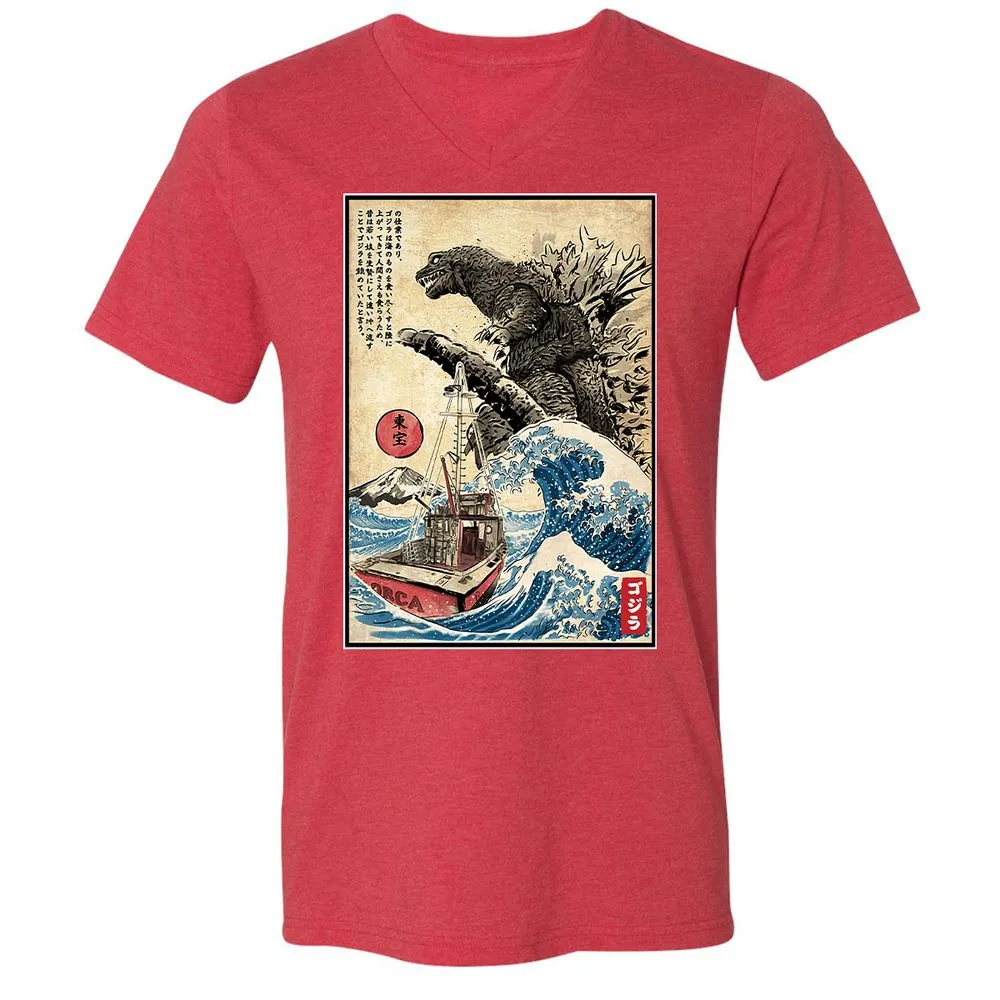 Unisex V-Neck T-Shirt - CB84T88J - Heather Red - 16