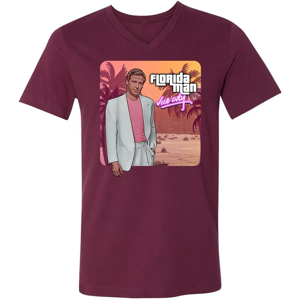 Unisex V-Neck T-Shirt - 9A638SXT - Maroon - 6
