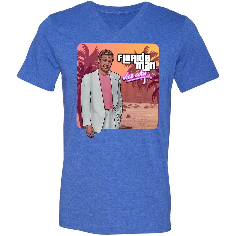 Unisex V-Neck T-Shirt - 9A638SXT - Heather True Royal - 14
