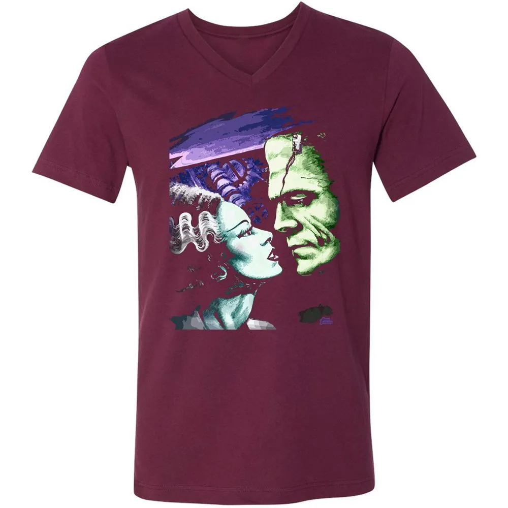 Unisex V-Neck T-Shirt - 8FCJXLRW - Maroon - 6