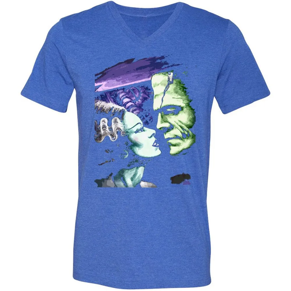 Unisex V-Neck T-Shirt - 8FCJXLRW - Heather True Royal - 14
