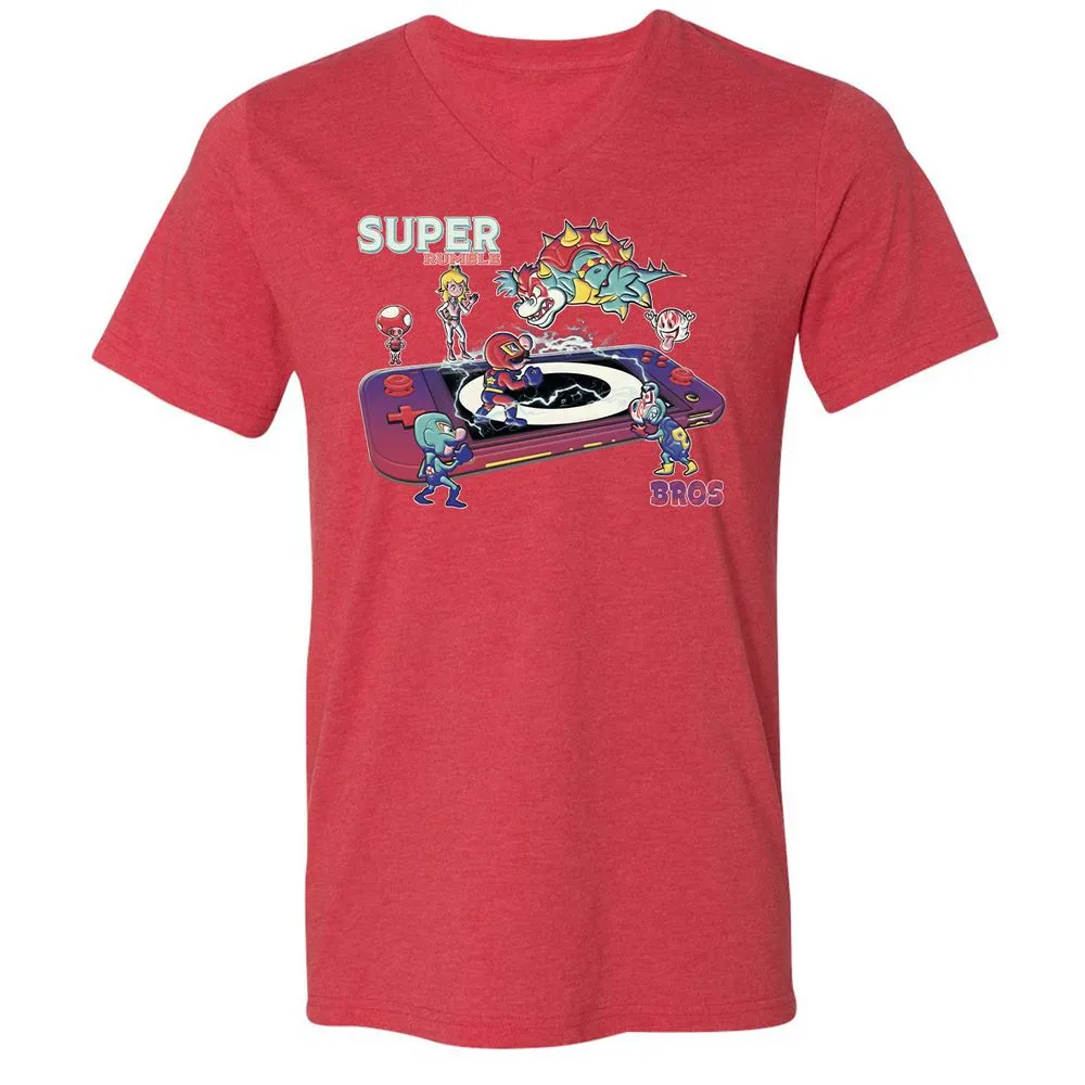 Unisex V-Neck T-Shirt - 8TKV3GJQ - Heather Red - 16