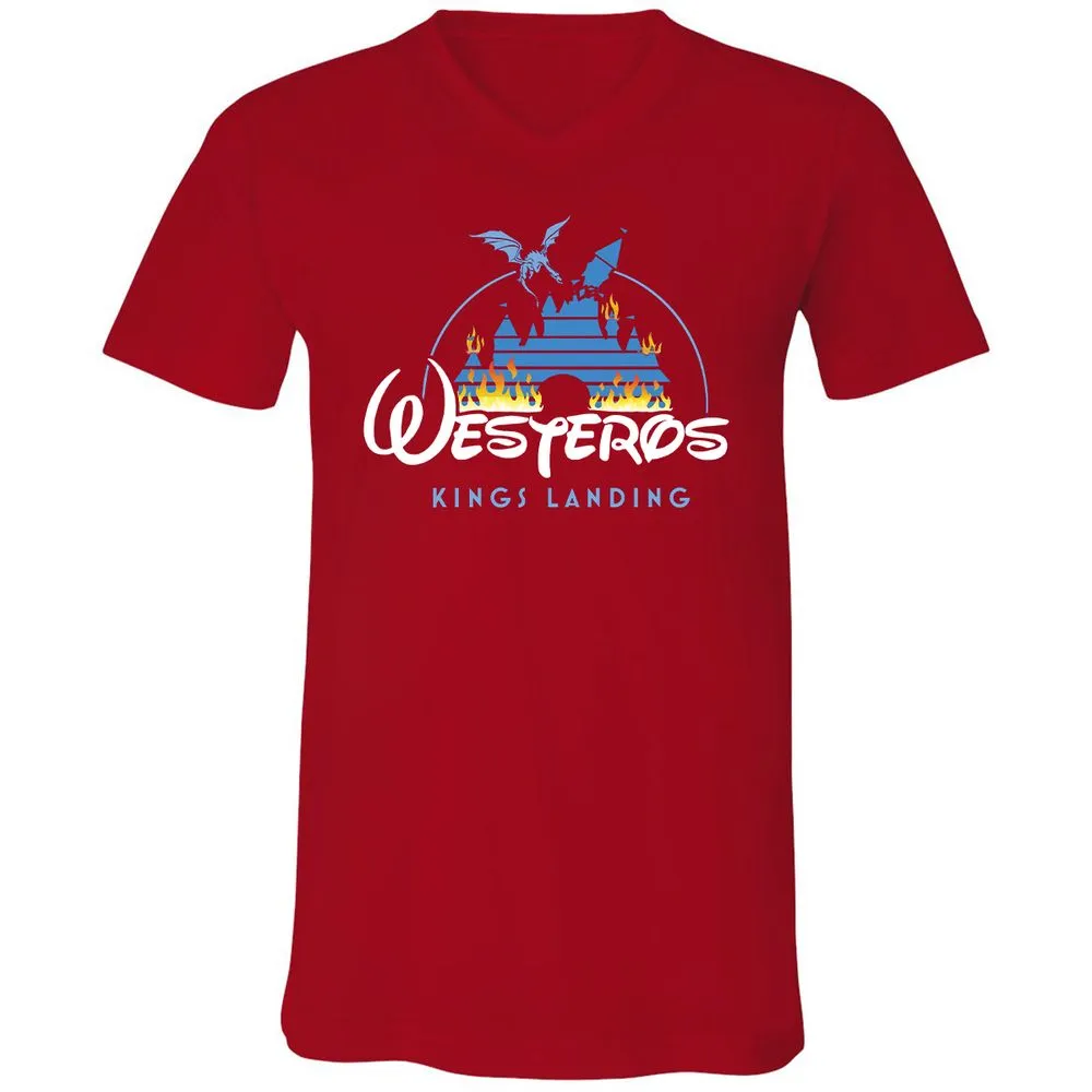 Unisex V-Neck T-Shirt - UCTALBPQ - Red - 3