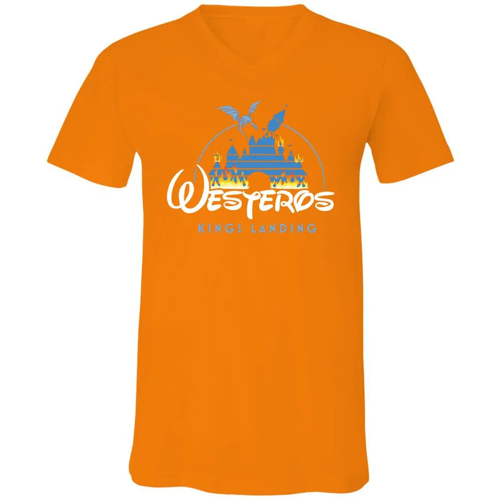 Unisex V-Neck T-Shirt - UCTALBPQ - Orange - 11
