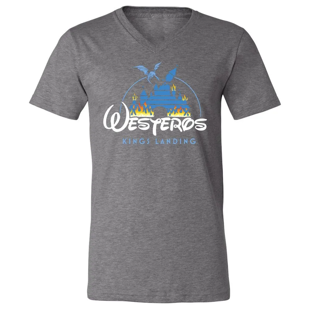 Unisex V-Neck T-Shirt - UCTALBPQ - Deep Heather - 13