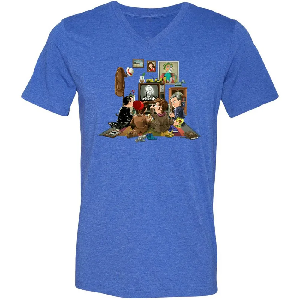 Unisex V-Neck T-Shirt - XZ6L4SJY - Heather True Royal - 14