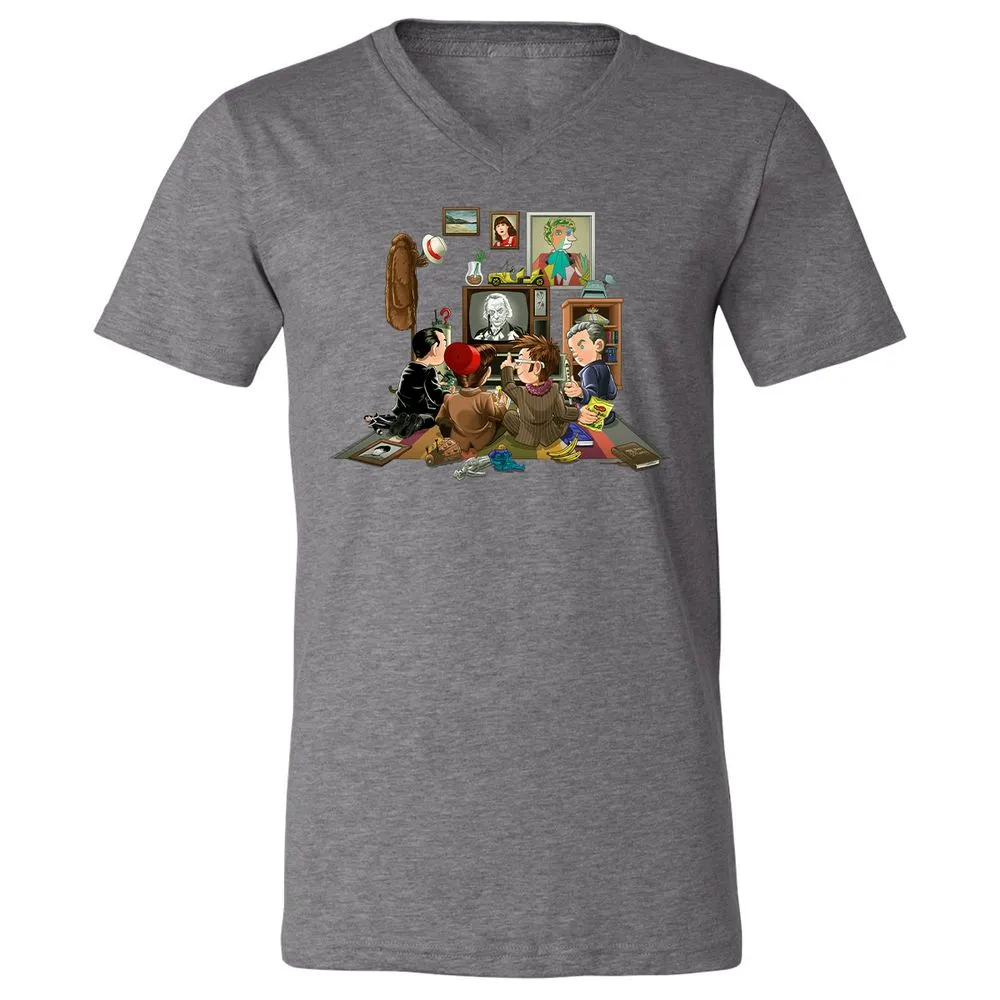 Unisex V-Neck T-Shirt - XZ6L4SJY - Deep Heather - 13