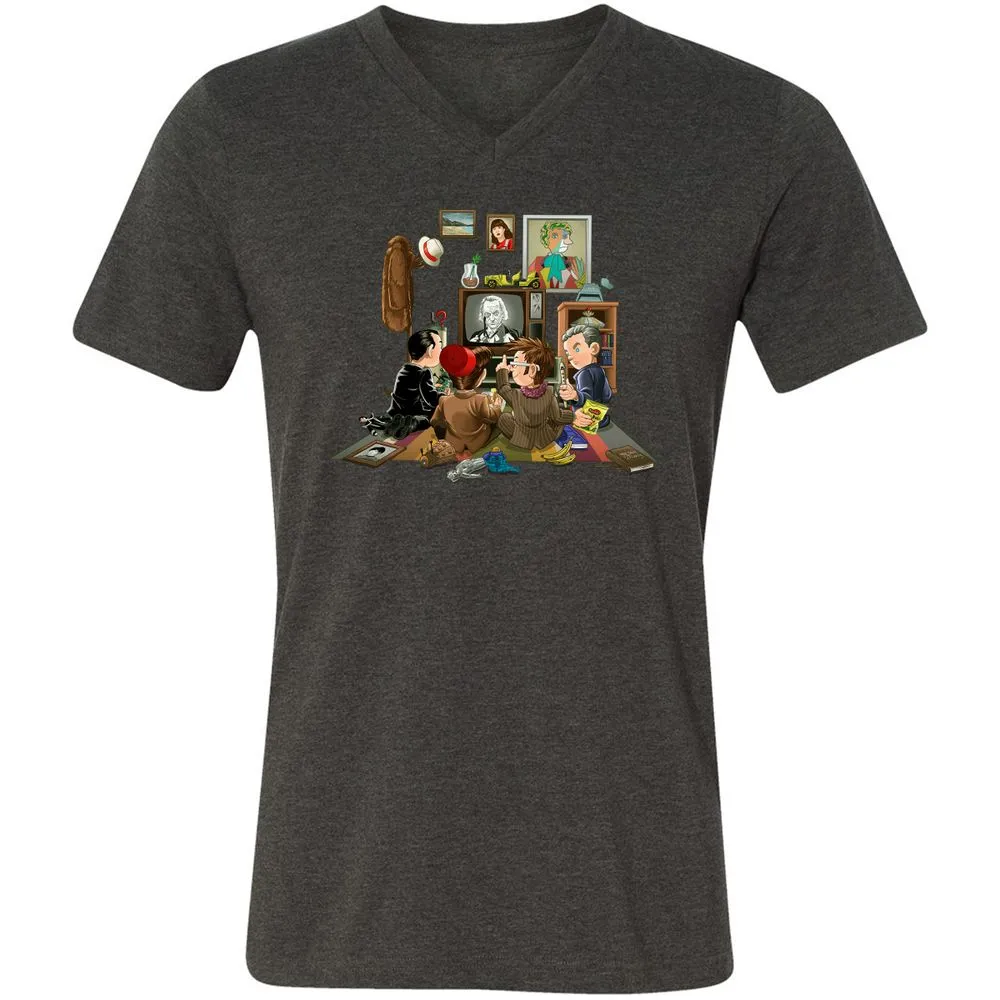 Unisex V-Neck T-Shirt - XZ6L4SJY - Dark Grey Heather - 8