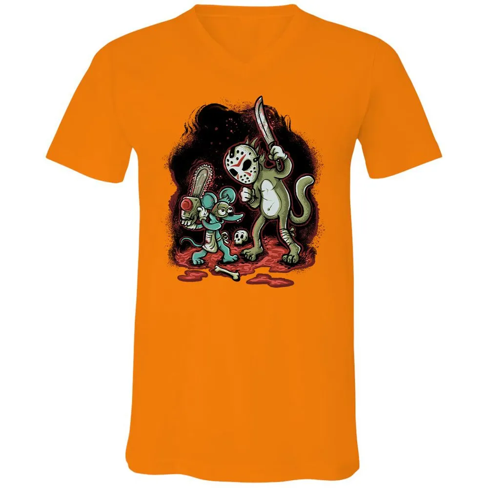 Unisex V-Neck T-Shirt - Y1M316Y4 - Orange - 11