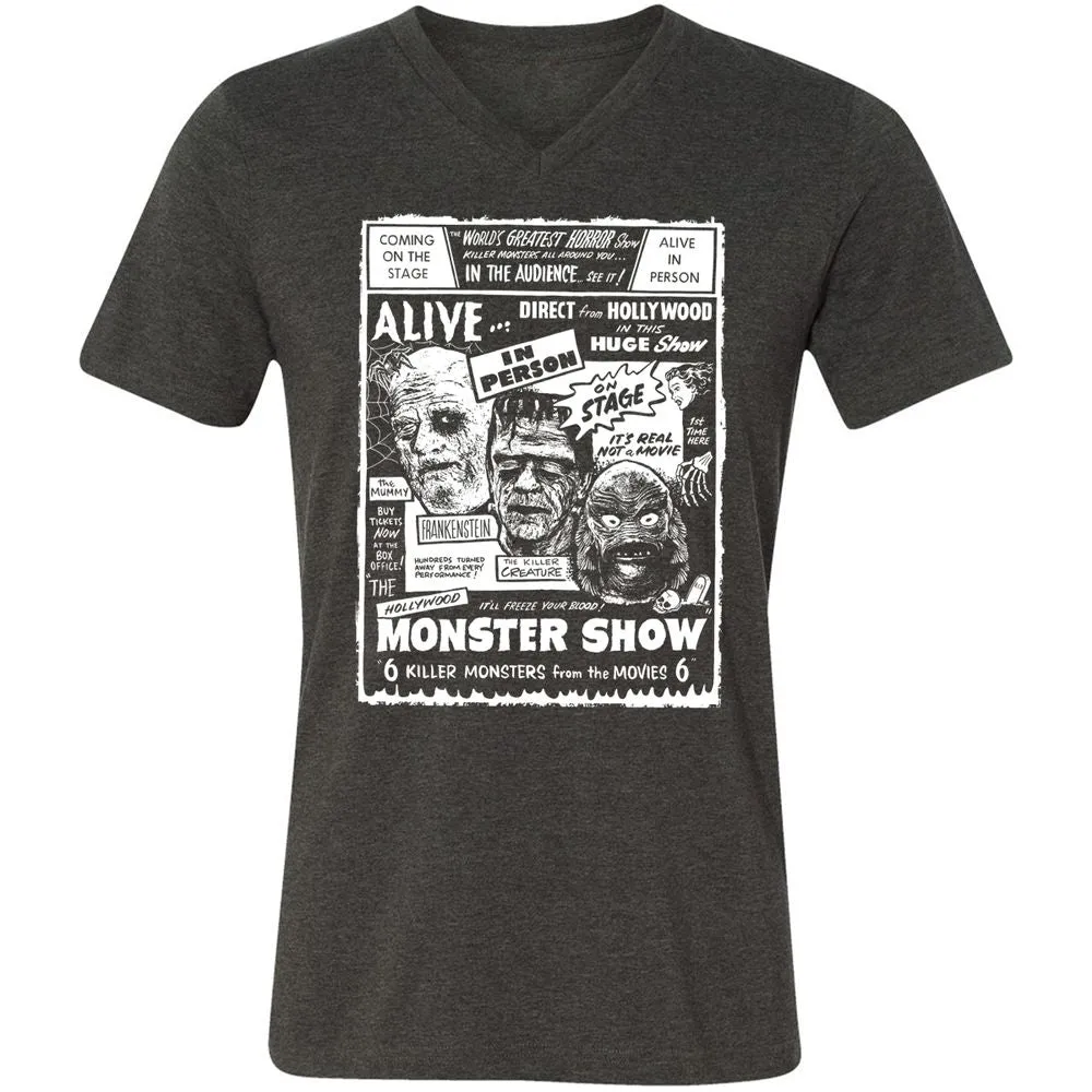 Unisex V-Neck T-Shirt - KCURS8MW - Dark Grey Heather - 8