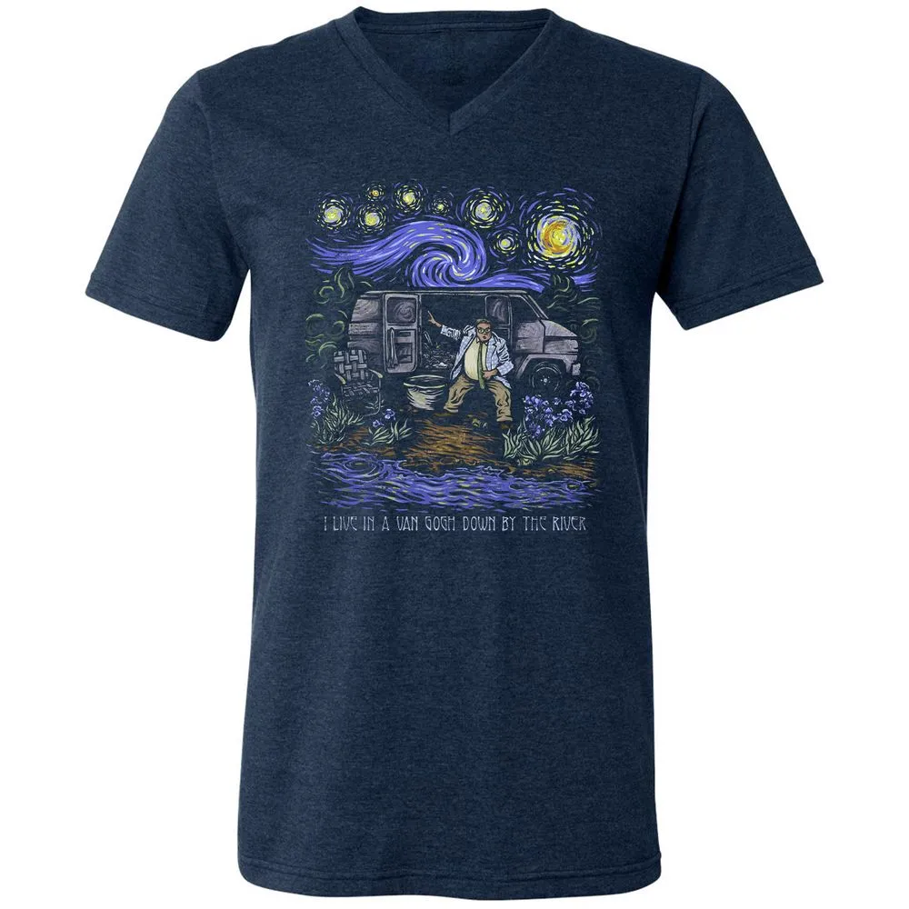 Unisex V-Neck T-Shirt - EXMMWNKE - Heather Navy - 15