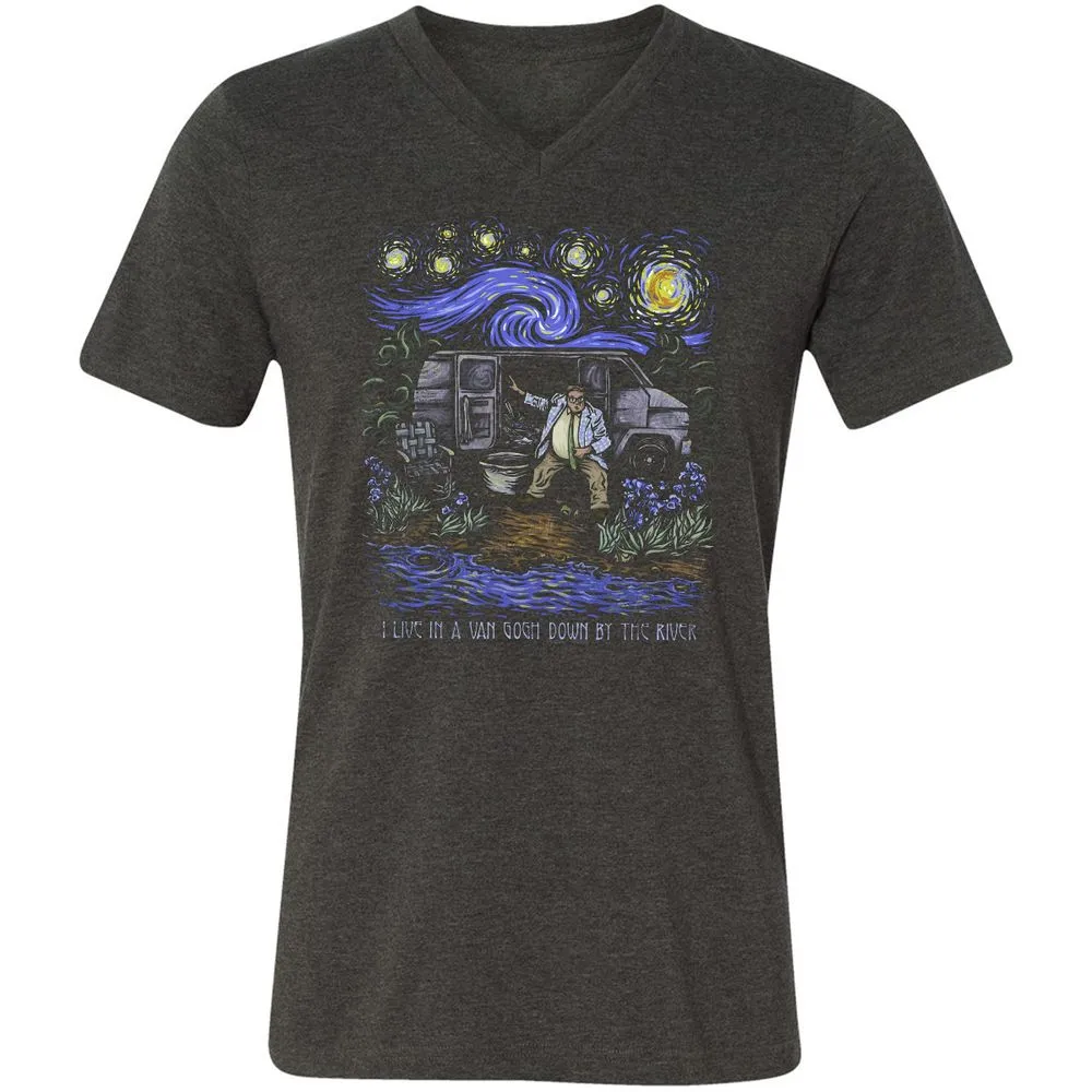 Unisex V-Neck T-Shirt - EXMMWNKE - Dark Grey Heather - 8