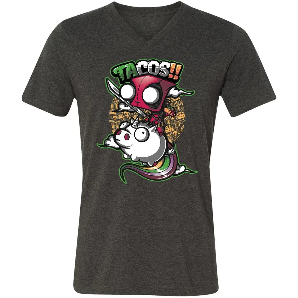 Unisex V-Neck T-Shirt - HBZCTNRH - Dark Grey Heather - 8