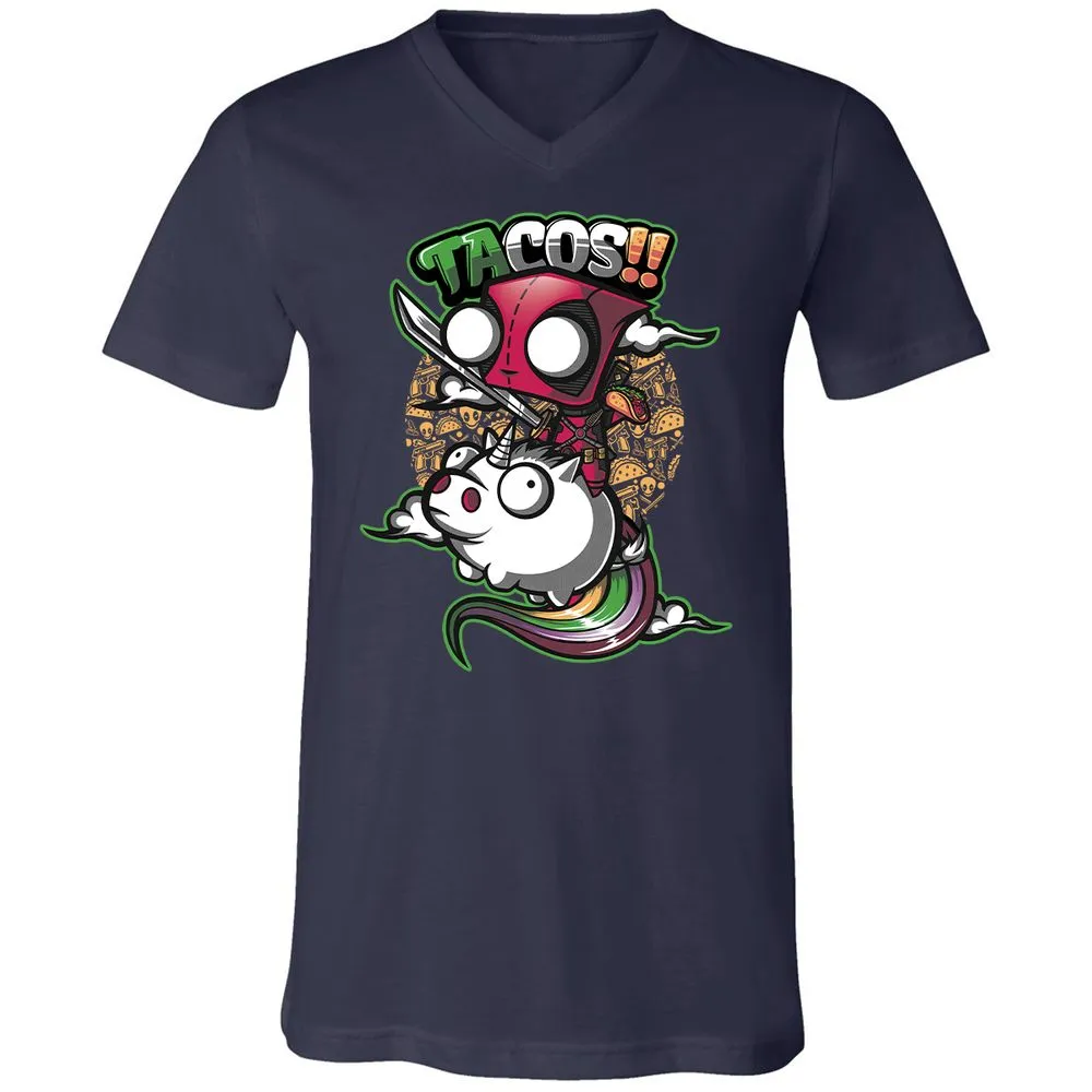 Unisex V-Neck T-Shirt - HBZCTNRH - Navy - 2