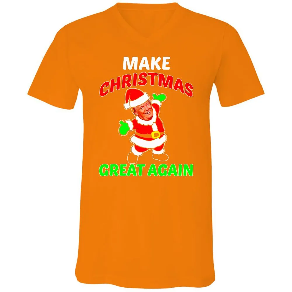 Unisex V-Neck T-Shirt - BJ3ZJHX2 - Orange - 11