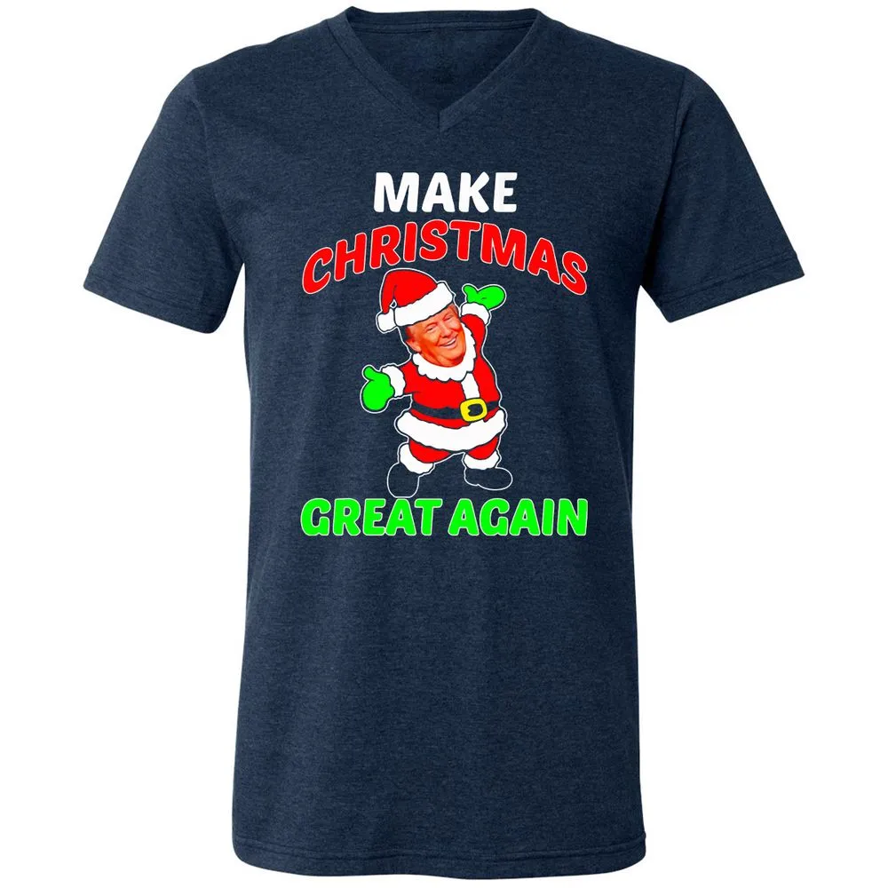 Unisex V-Neck T-Shirt - BJ3ZJHX2 - Heather Navy - 15