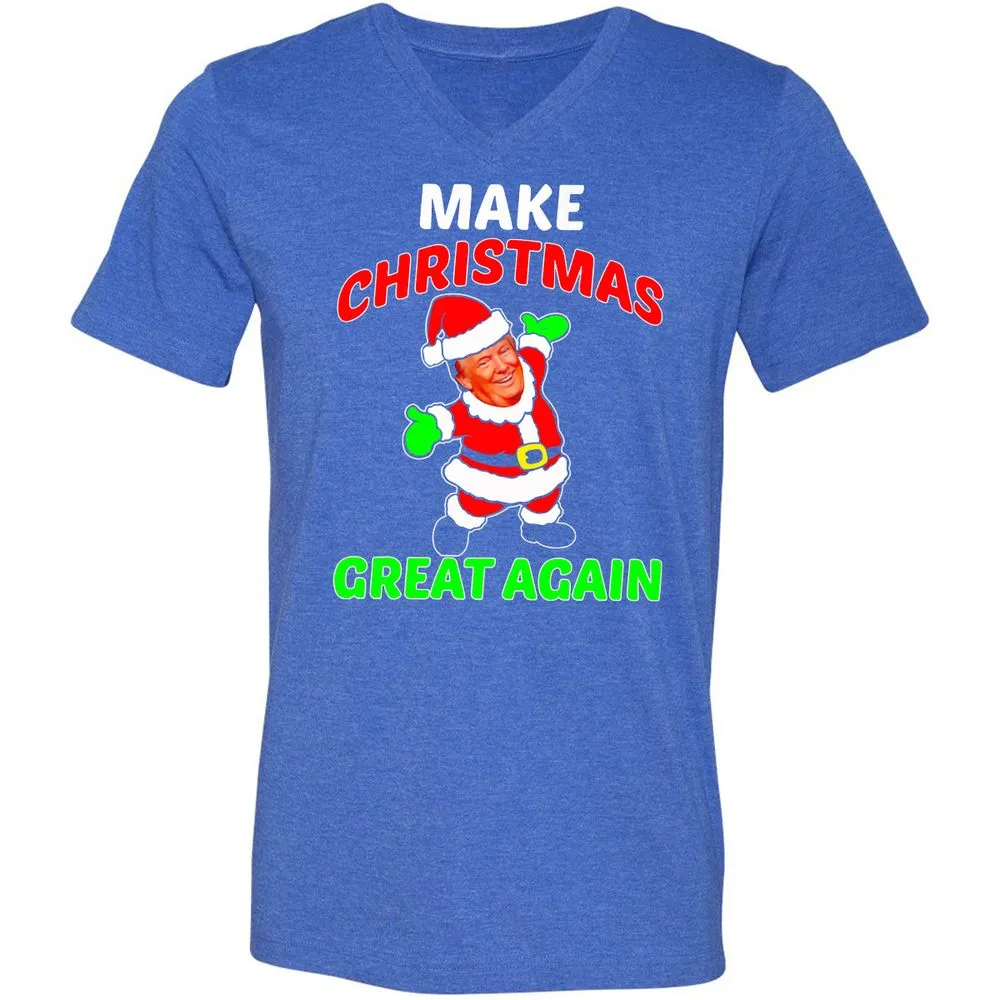 Unisex V-Neck T-Shirt - BJ3ZJHX2 - Heather True Royal - 14
