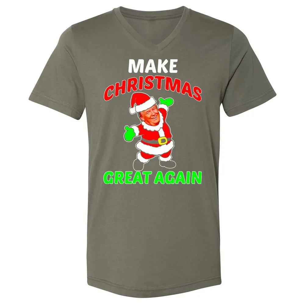 Unisex V-Neck T-Shirt - BJ3ZJHX2 - Military Green - 10