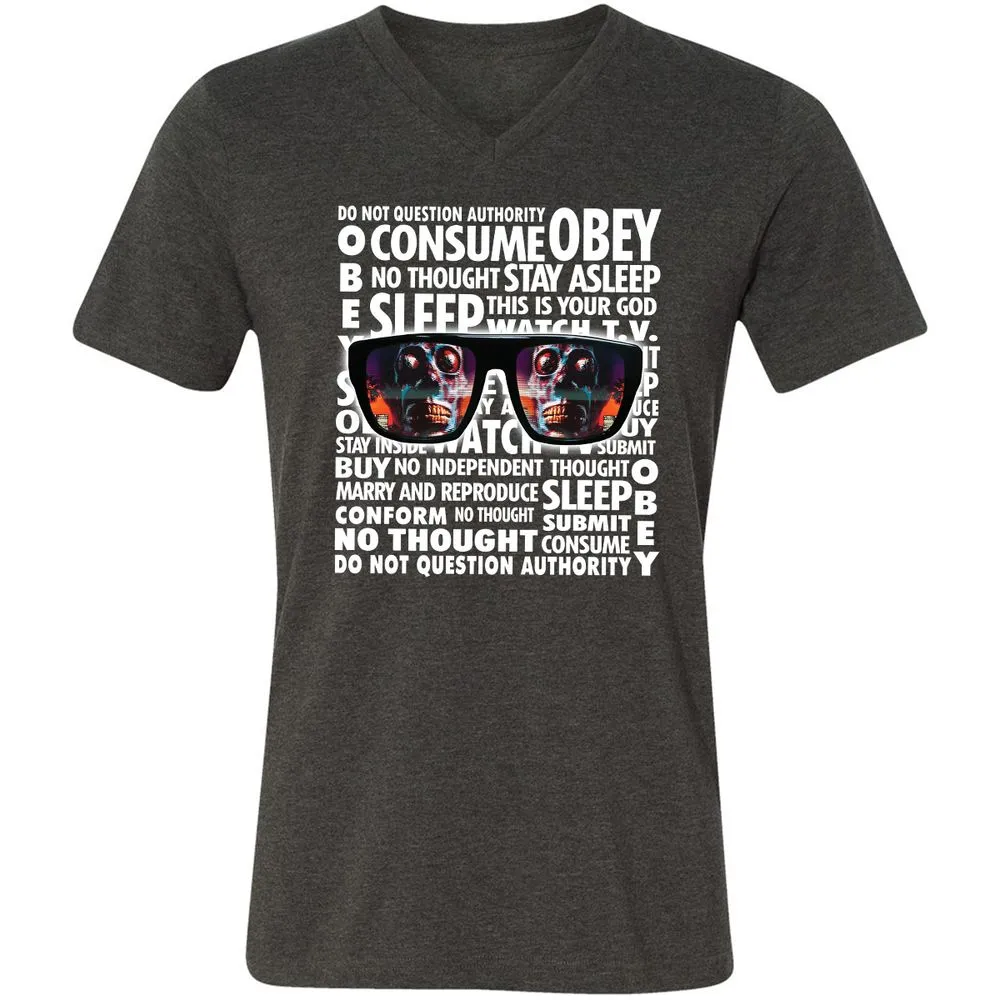 Unisex V-Neck T-Shirt - 234MZWL2 - Dark Grey Heather - 8