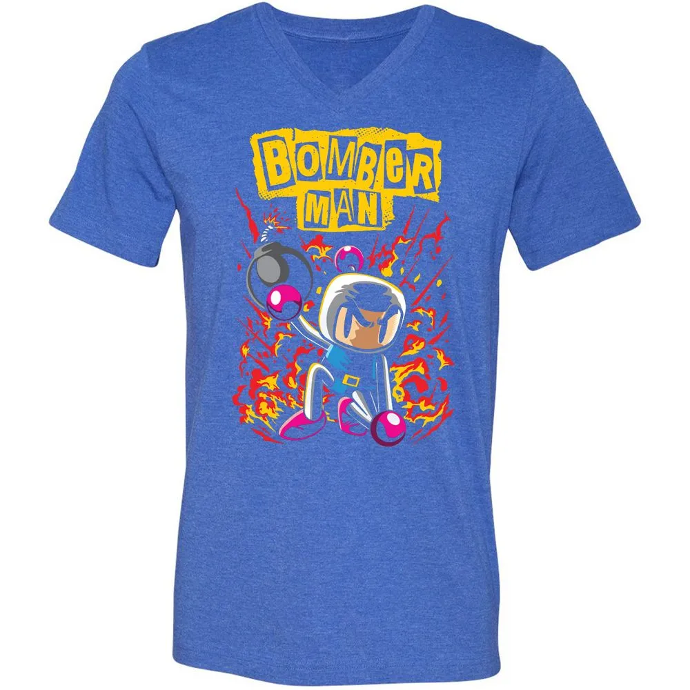 Unisex V-Neck T-Shirt - 7Q7M147A - Heather True Royal - 14