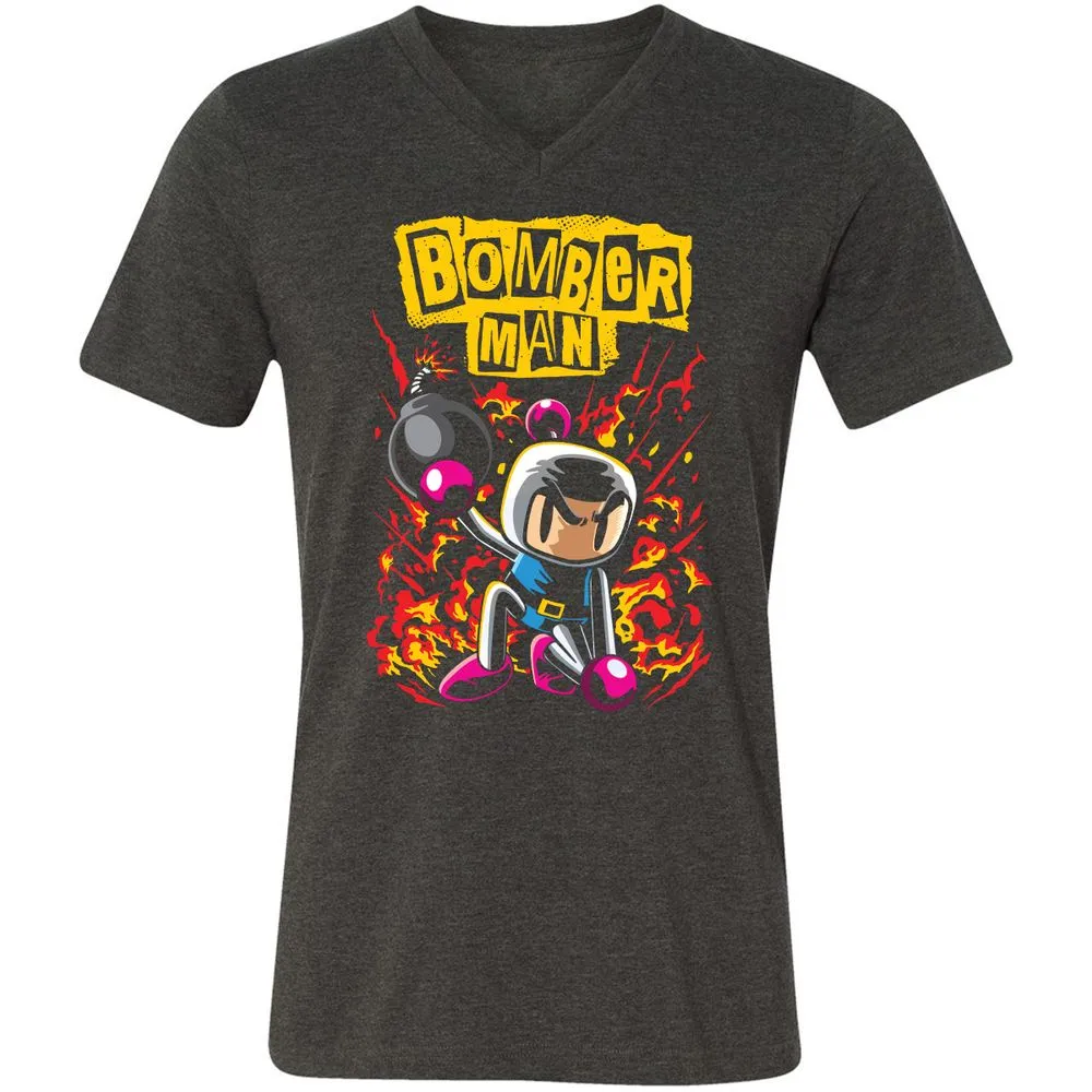 Unisex V-Neck T-Shirt - 7Q7M147A - Dark Grey Heather - 8